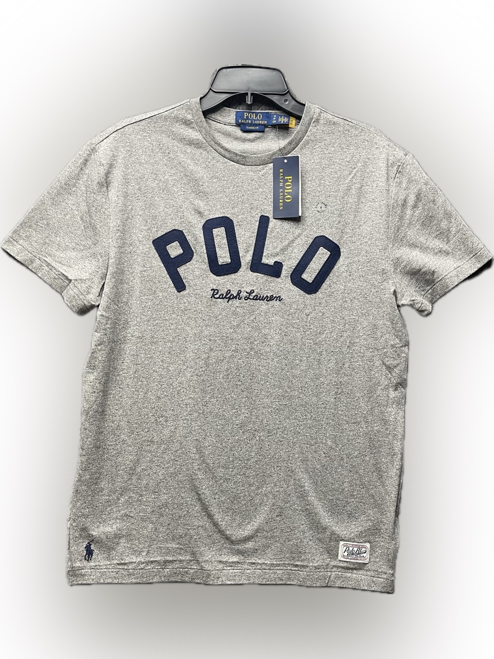 Polo Ralph Lauren Grey Heather Embroidered Lettering Logo T Shirt Men's Small